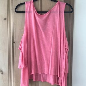 Pink cotton sleeveless ruffle tank